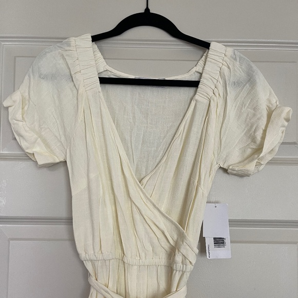 JustFab Off Shoulder Jumpsuit In Cream - Picture 6 of 11